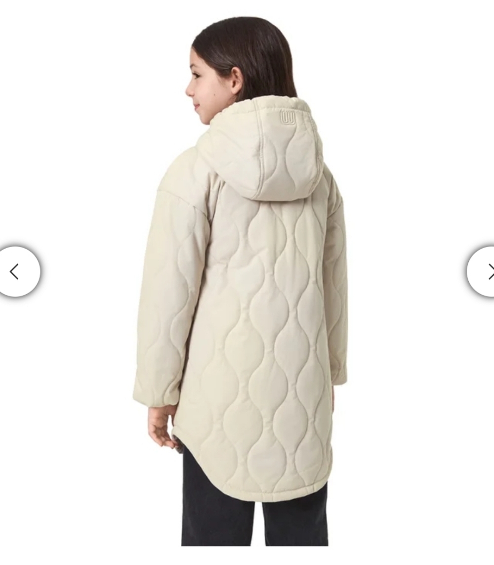 New!Mondetta Youth Quilted Jacket Cream Hooded Coat M 10/12 Cottage Core Y2K Out - Picture 3 of 11